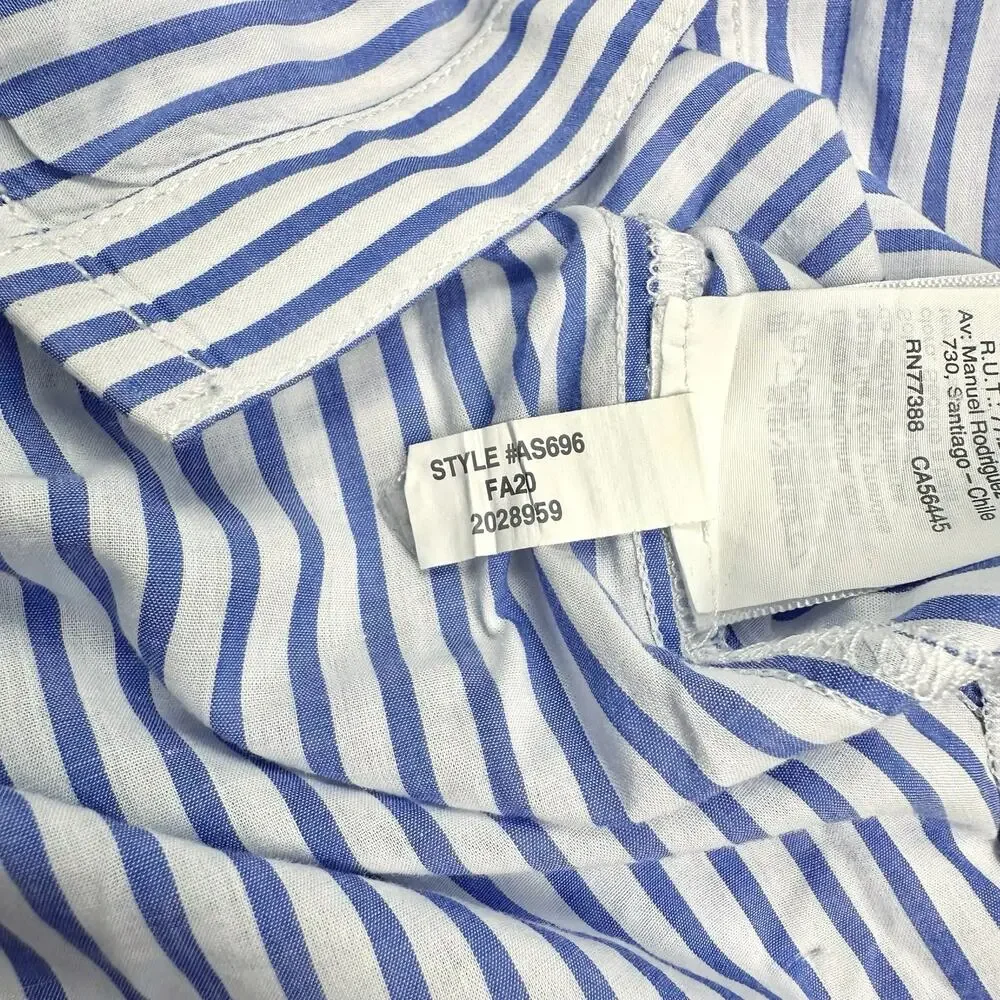 J. Crew | Women | Ruffle Trim Stripe Cotton Poplin LS Button Up Shirt | Large